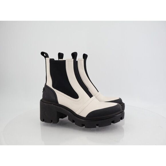 Tory Burch Women's Chelsea Lug Sole Ankle Boots Size 7.5 Black White Slip On - Picture 1 of 13